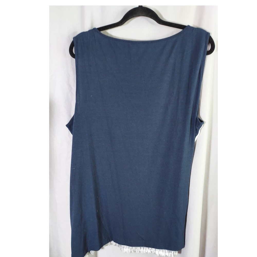 Peter Nygard Tank Top Womens 3X Blue Silver Sequin Ombre Scoop Neck Sleeveless - Picture 6 of 7